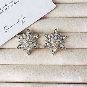 Crystal Snowflake Statement Earrings Holiday Glam Sparkle